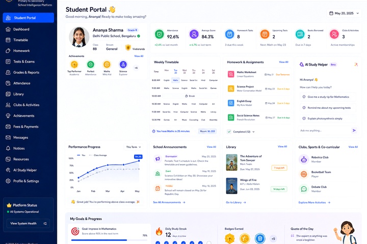 Student Portal dashboard preview